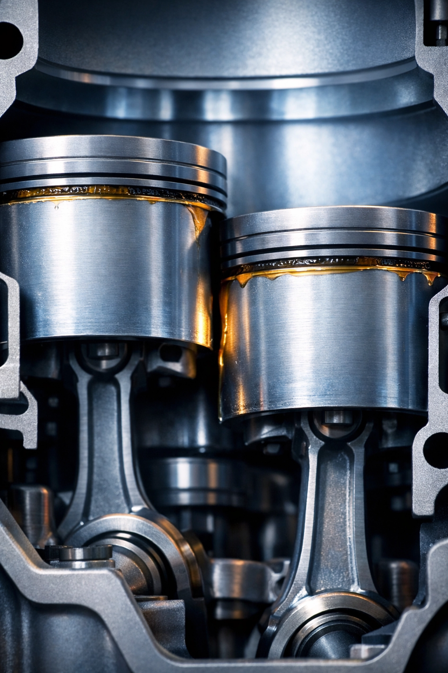 ATV engine internal components with insufficient oil during cold start