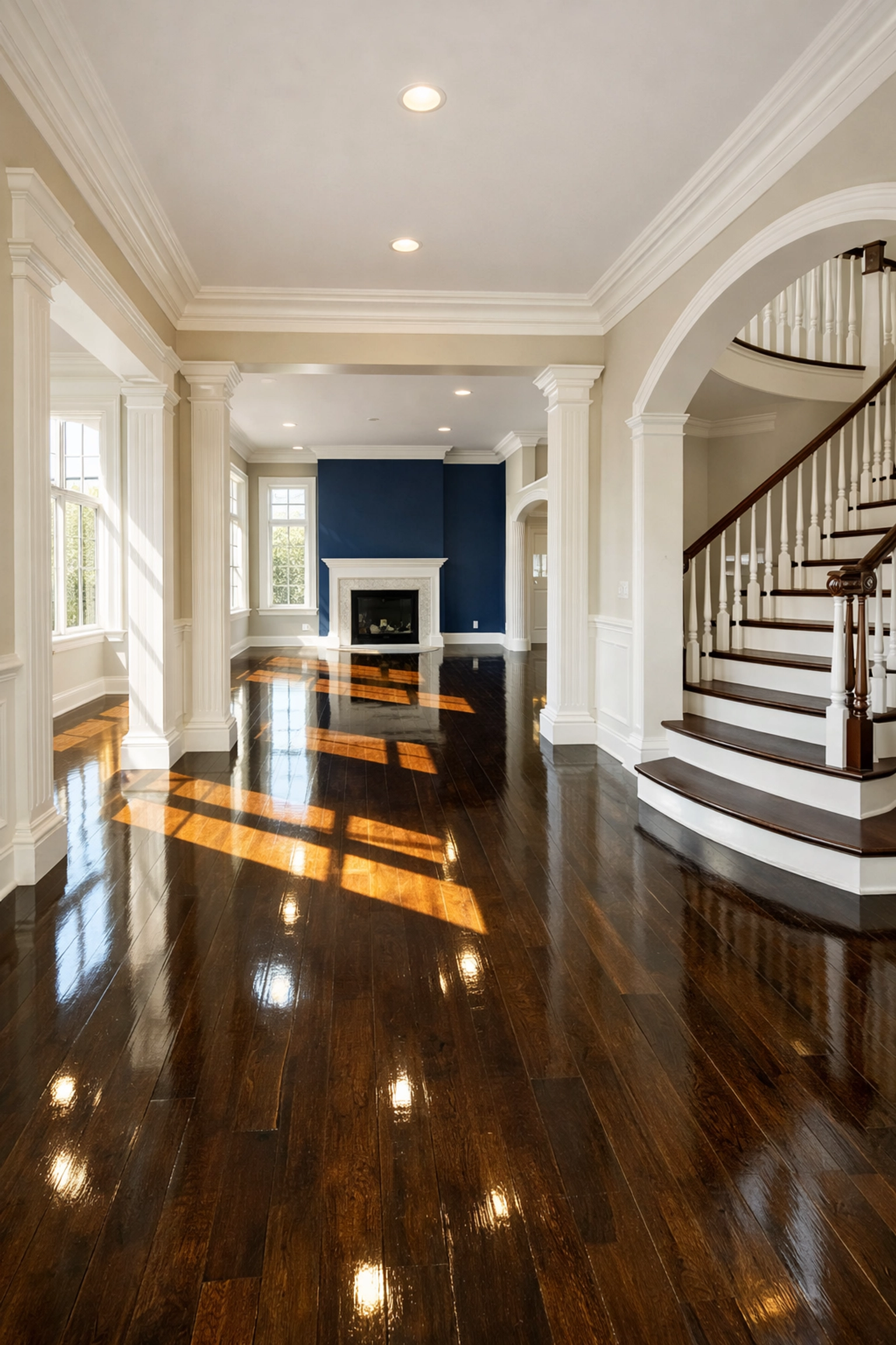 Spotless empty home with gleaming floors ready for move-in after deep cleaning in Fitchburg.