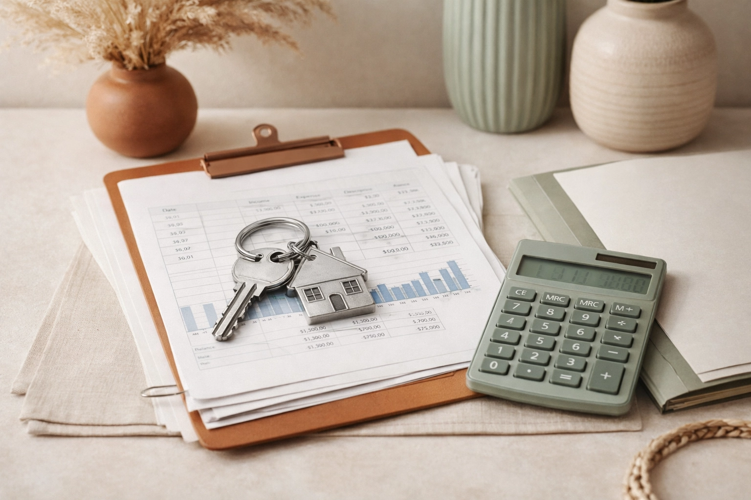 House keys and financial spreadsheets used for property division in a Virginia family law case.