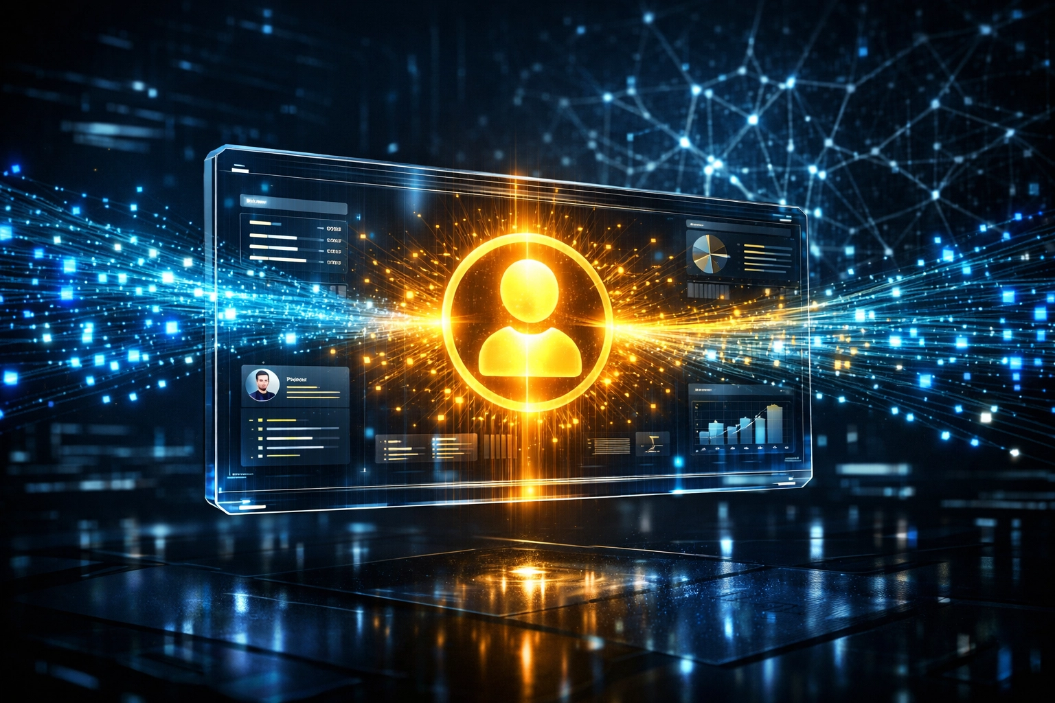 Visualisierung von Datenströmen für eine präzise Lead-Bewertung durch KI im Vertrieb.