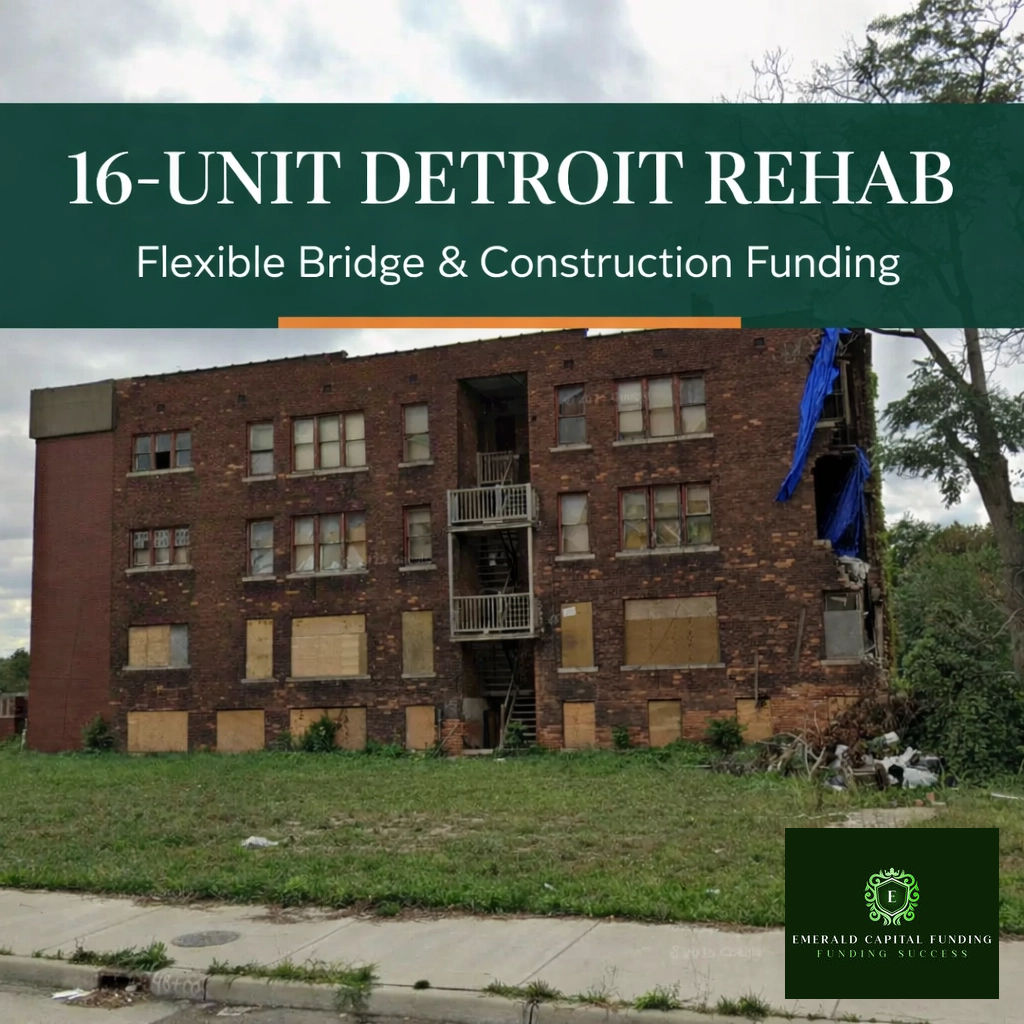 Classic 16-unit brick multifamily property in Detroit, a prime real estate investment project.