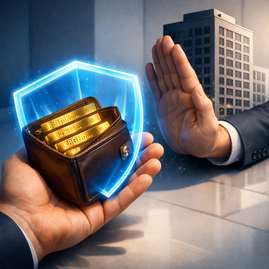 Self-custody wallet with private keys rejecting third-party payment processor control