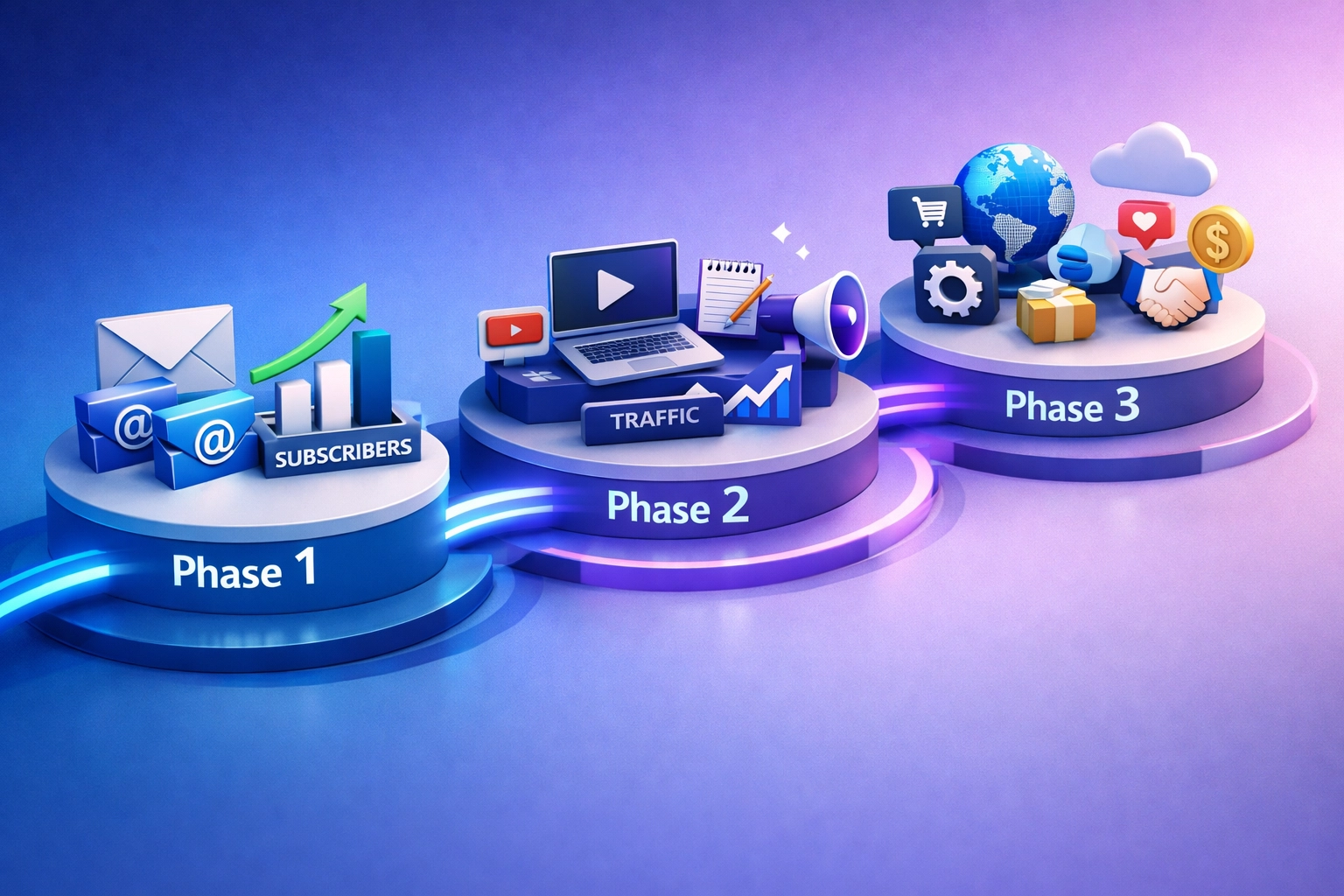 Three-phase email marketing strategy combining solo ads and exit intent traffic