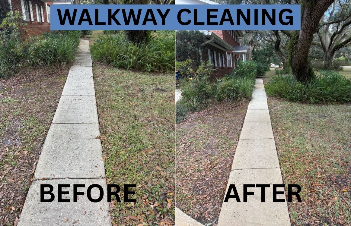 Side-by-side walkway cleaning comparison