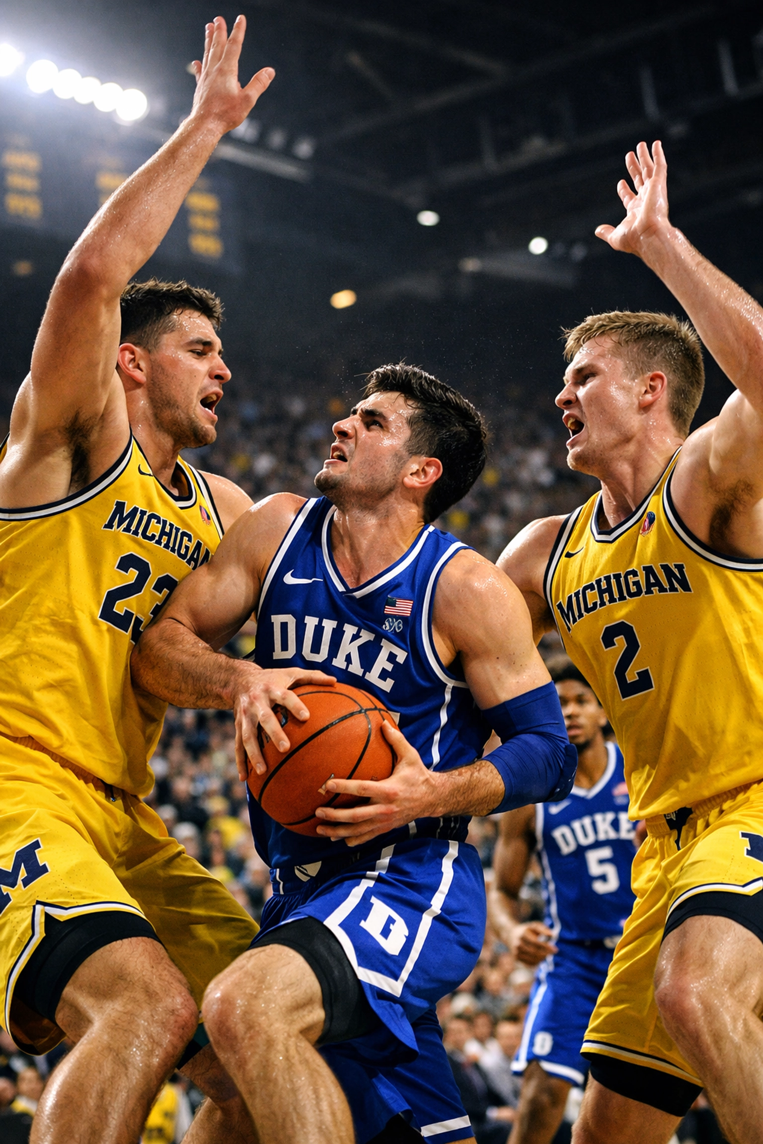 Michigan Wolverines vs Duke Blue Devils college basketball game action