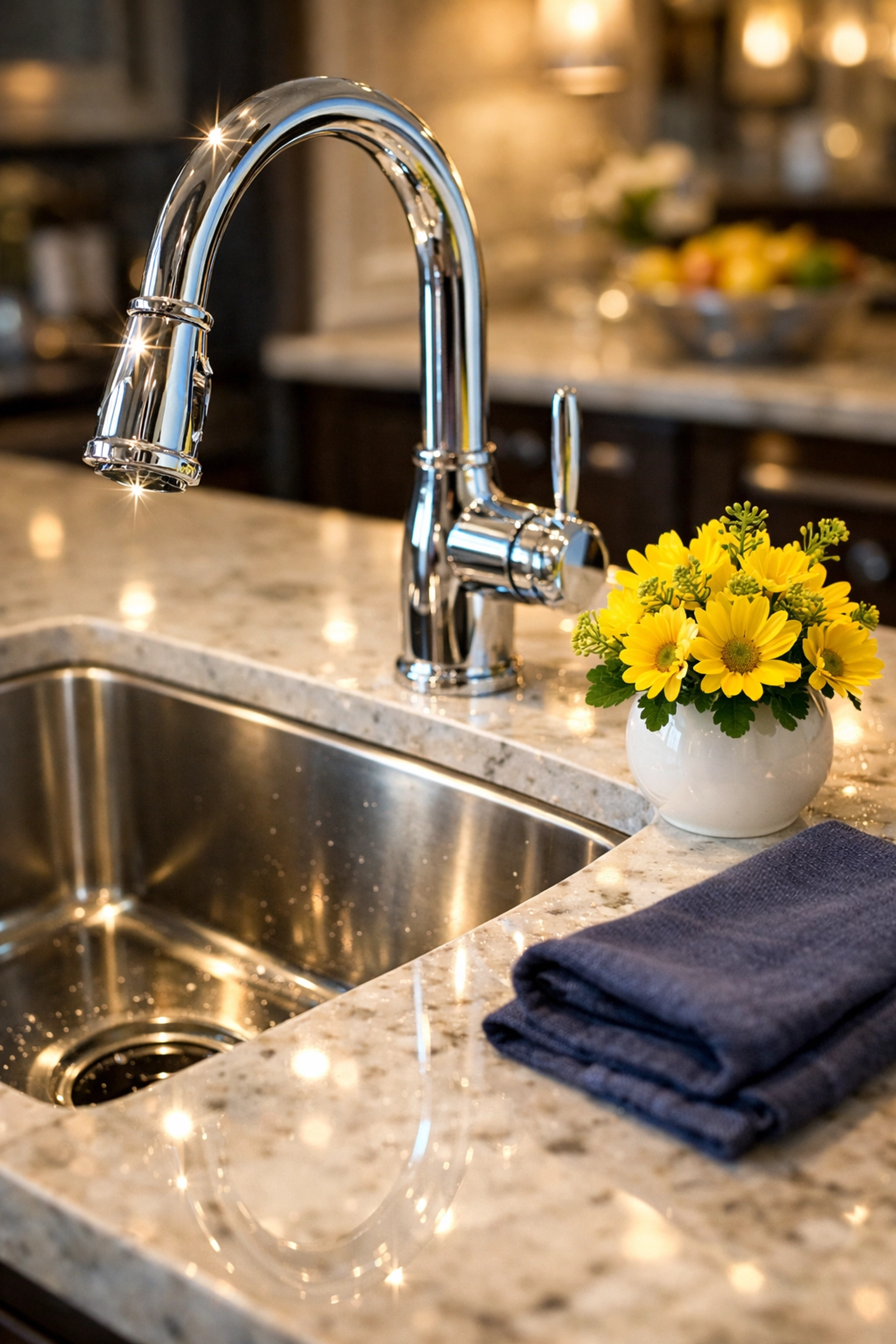 A sparkling clean kitchen sink reflecting the high-end standards of Apartment Cleaning Boston services.