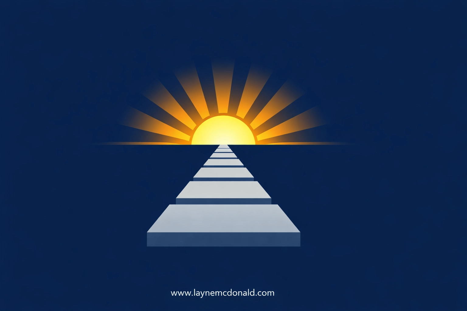 A geometric path toward a golden sunrise representing a purposeful Christian healing journey and spiritual growth.