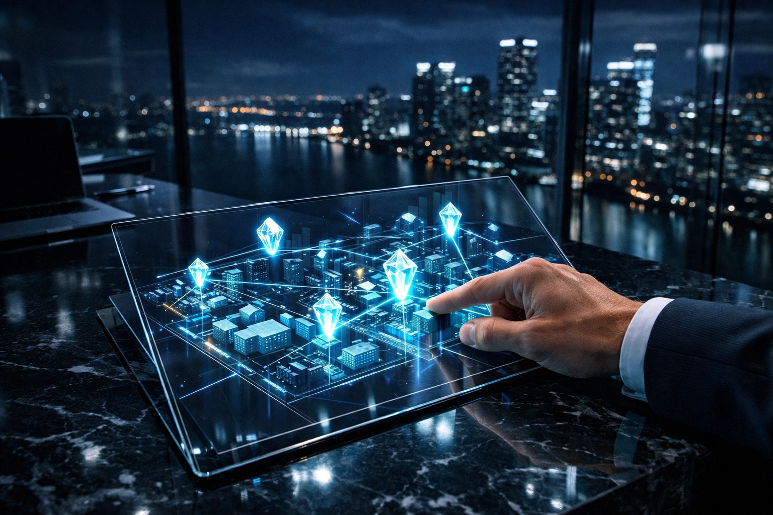 Digital map showing verified local business locations for AI-driven search discovery and visibility.