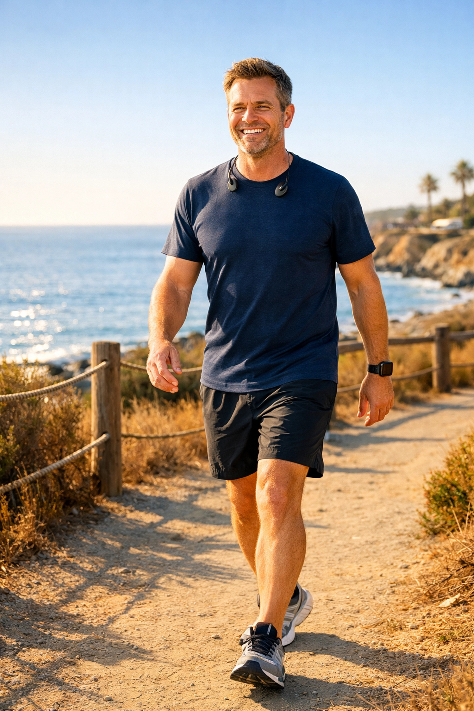 A healthy man walking outdoors after a successful medical weight loss treatment journey.