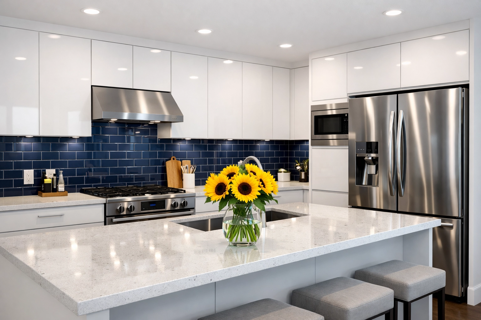 Spotless luxury apartment kitchen in Southborough featuring professional deep cleaning services.