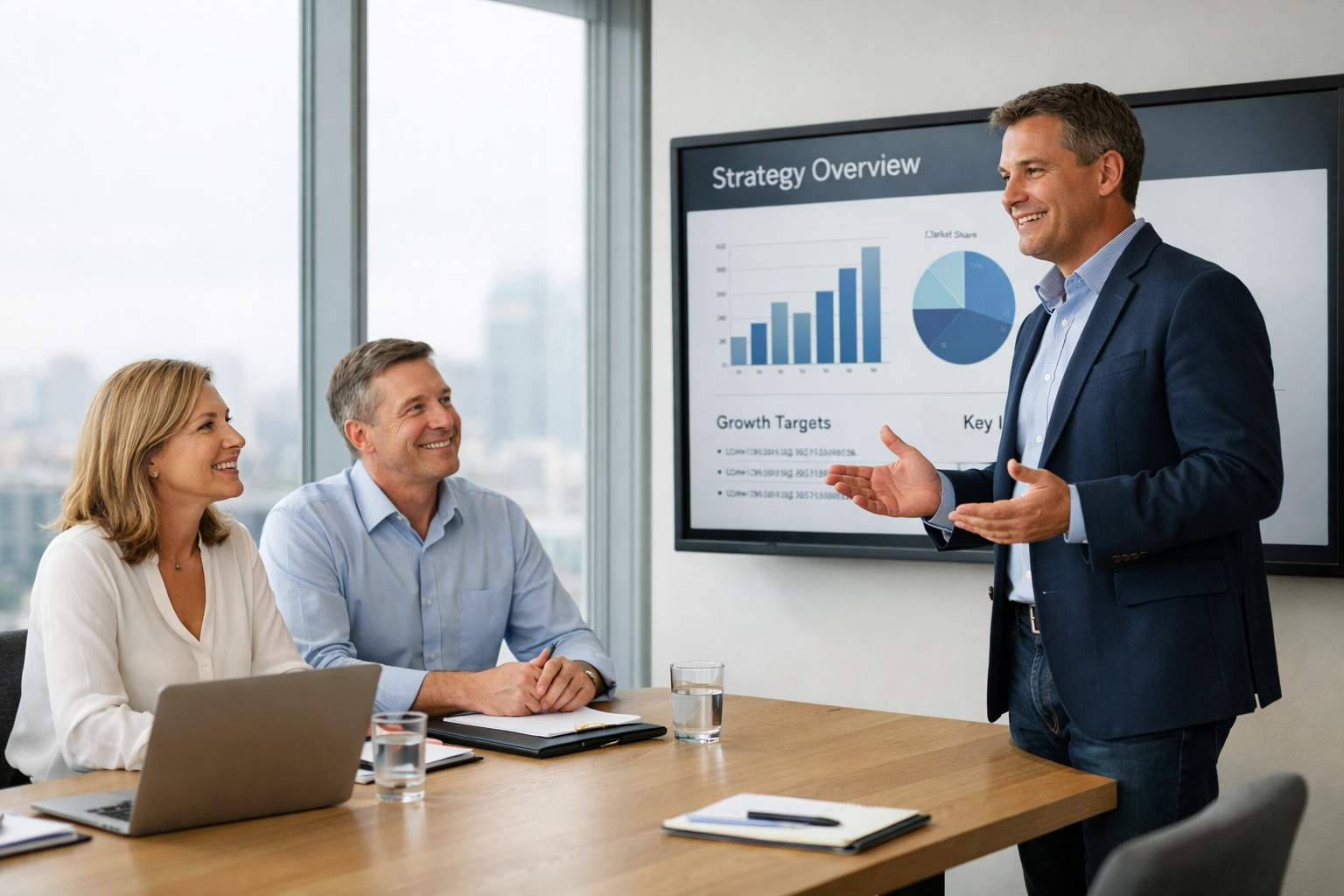 Executives reviewing ServiceNow consulting strategies and platform ROI in a modern corporate boardroom.
