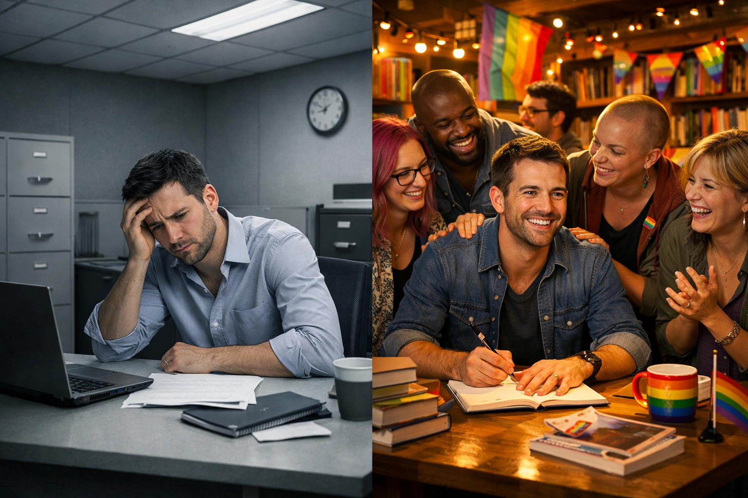 Queer author choosing supportive LGBTQ+ collective over isolated corporate publishing