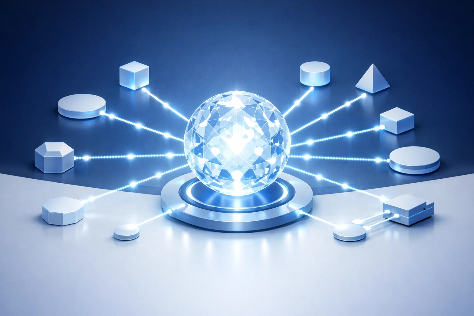 An interconnected AI reasoning engine illustrating a sophisticated event-driven digital architecture.