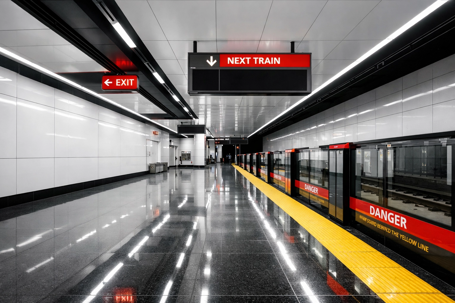 Empty Line 1 LRT station platform awaiting trial operations and safety clearance