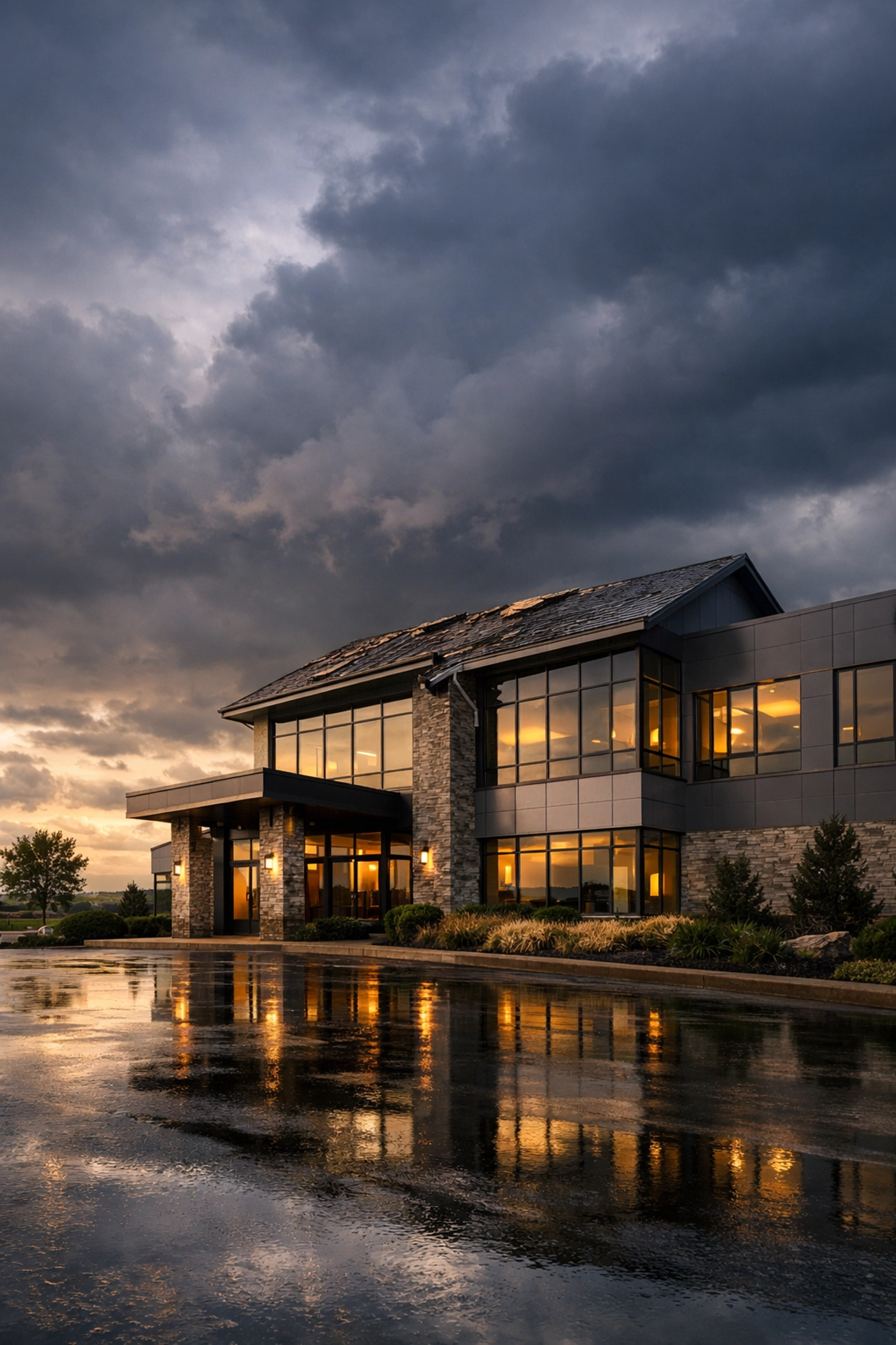 Commercial building with storm damage in Northern Kentucky after severe weather