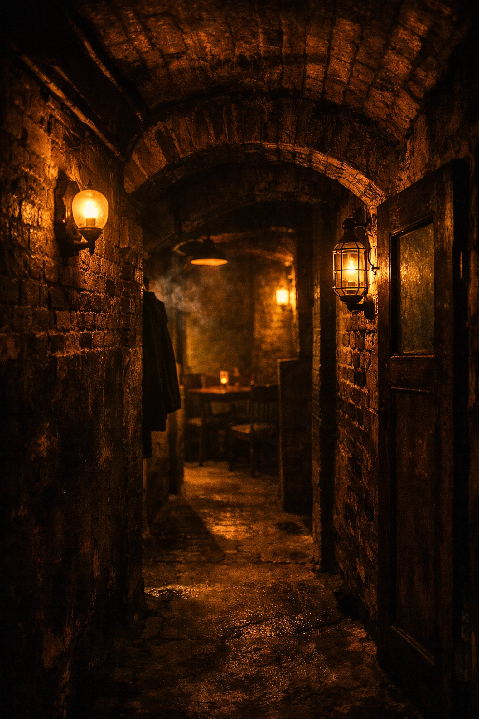 Historic basement corridor at Hotel Tiemersma, Amsterdam's first gay dark room from 1955