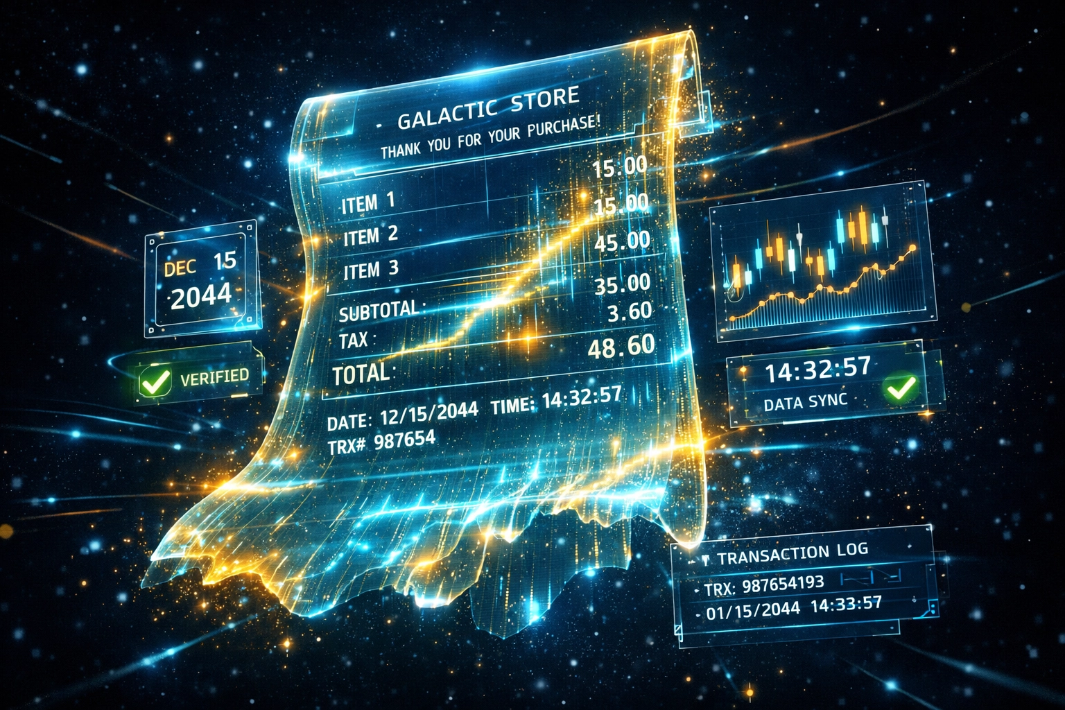 Digital NFT receipt showing automated cost basis tracking and accounting data integration