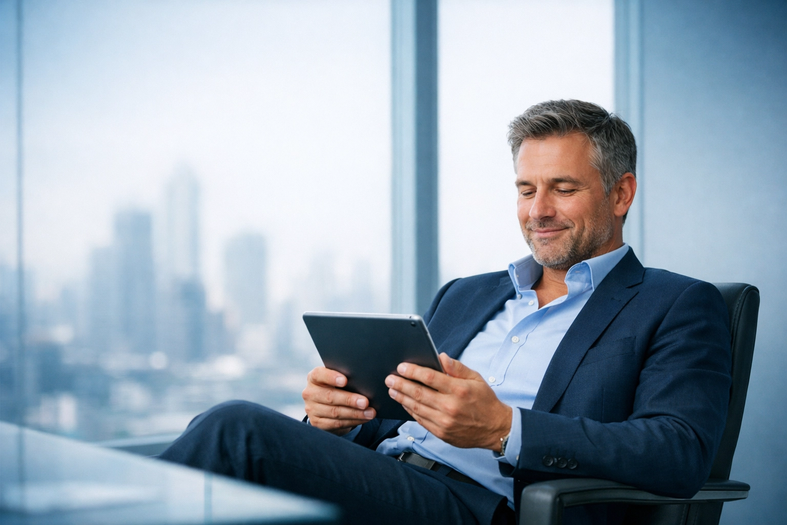 Business owner experiencing peace of mind through reliable managed IT services and security. Business owner experiencing peace of mind through reliable managed IT services and security.