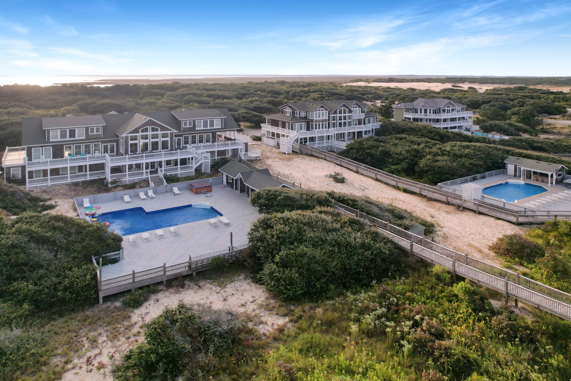 Aerial view of LuxStayUSA’s largest Outer Banks oceanfront estate