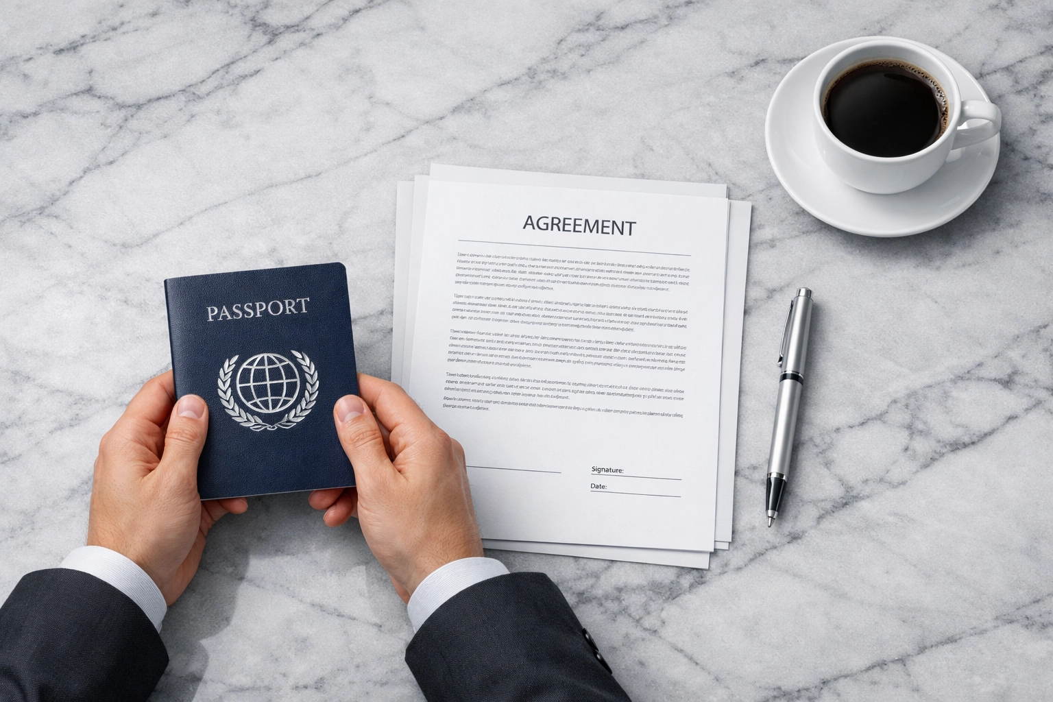 Close-up of passport and legal documents for foreign employee work permit applications in Vietnam.