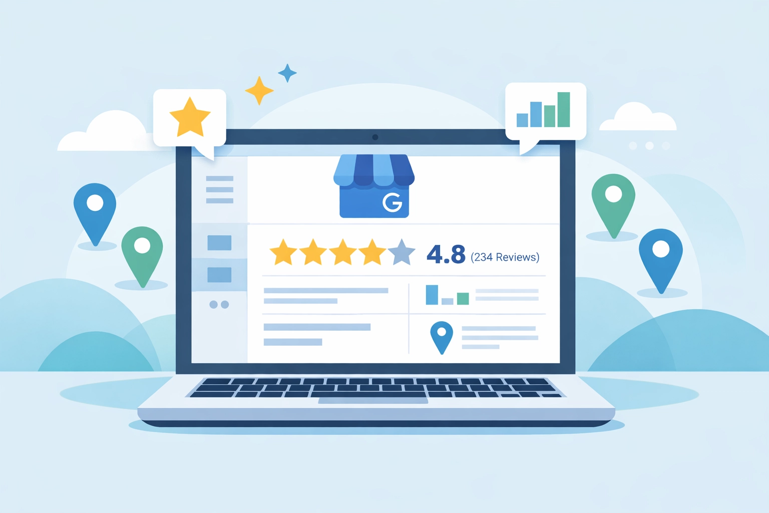 Google Business Profile dashboard displaying ratings and location data for Venice business