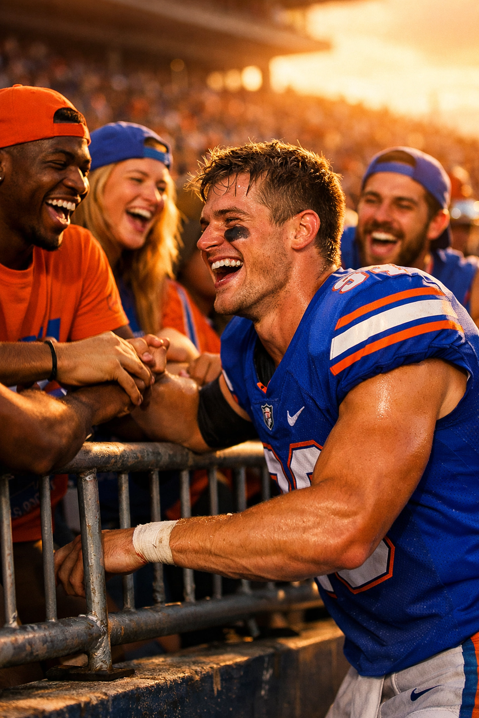 College athlete interacting authentically with fans to build brand alignment and social media engagement.