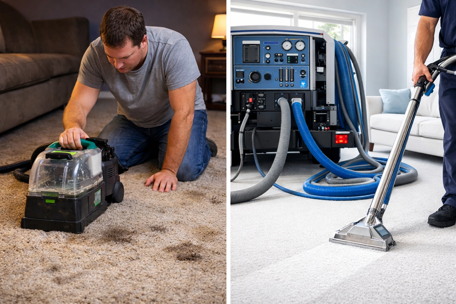 DIY carpet cleaner vs professional carpet cleaning equipment comparison for pet stain removal