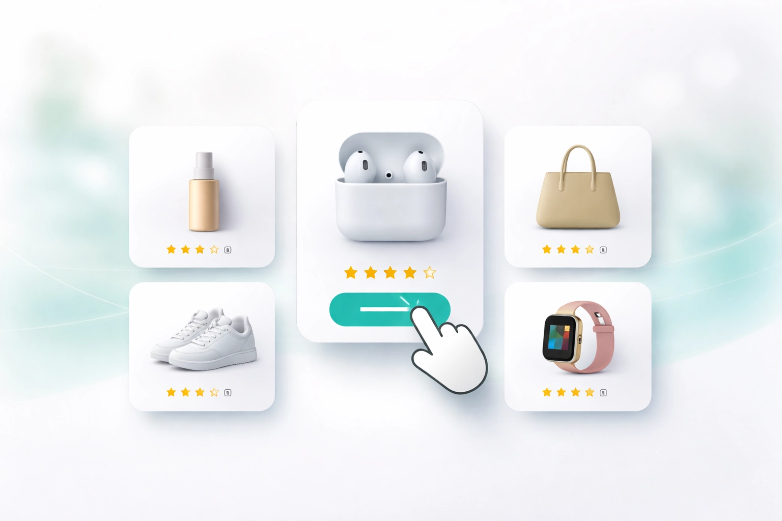 Ilustrace zákazníka u e-shopu vybírajícího doplňkové produkty díky cross-selling nabídce na webu.