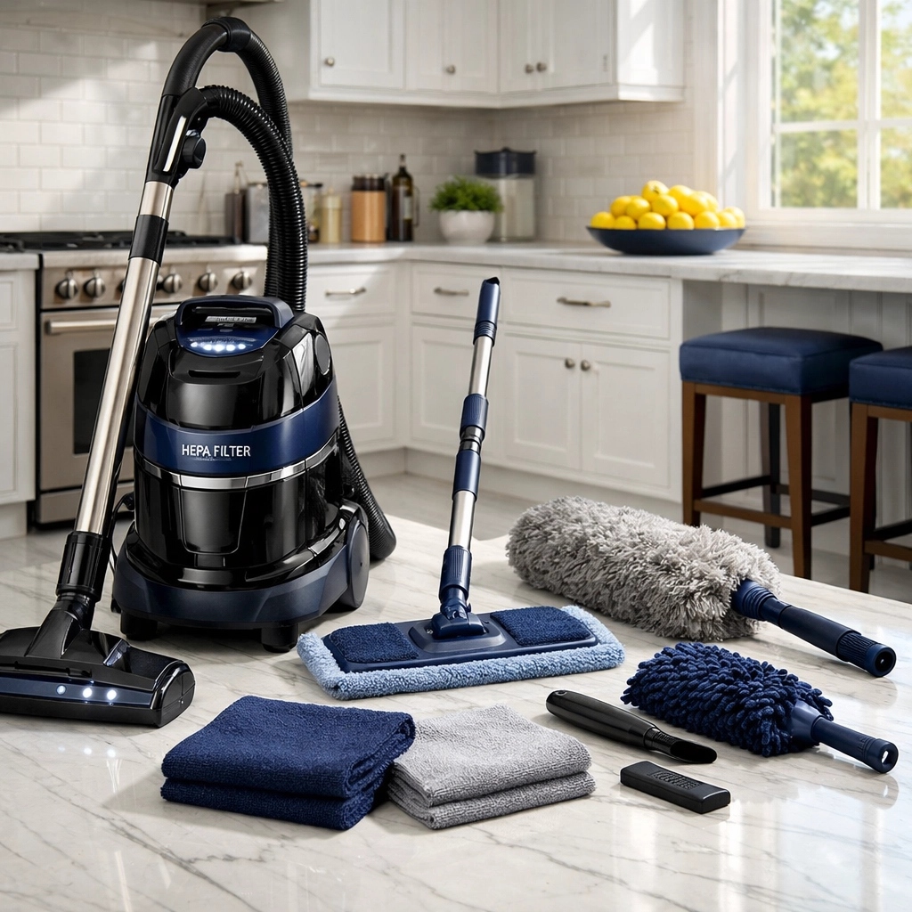 Professional-grade HEPA vacuum and tools used for high-quality Apartment Cleaning Boston services.