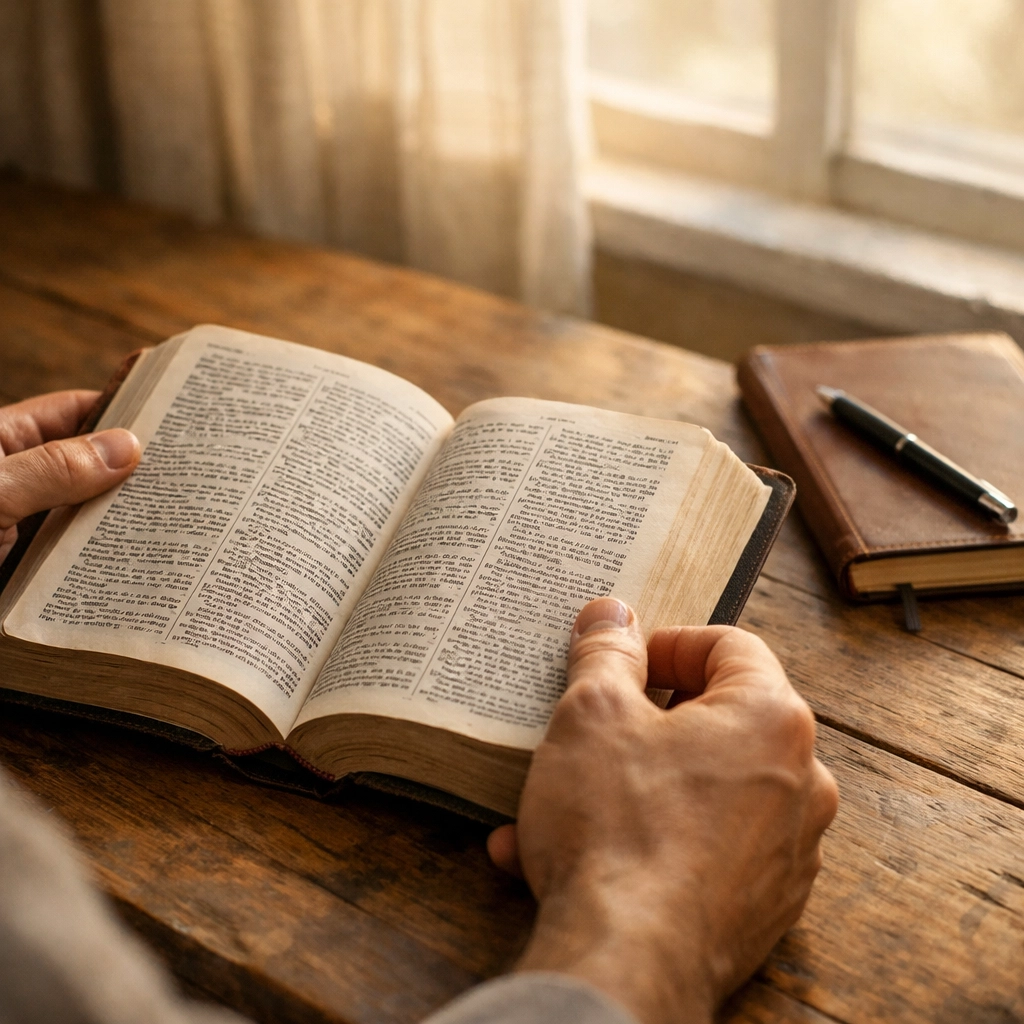 Open Bible and journal for biblical deliverance and replacing demonic lies with God's truth