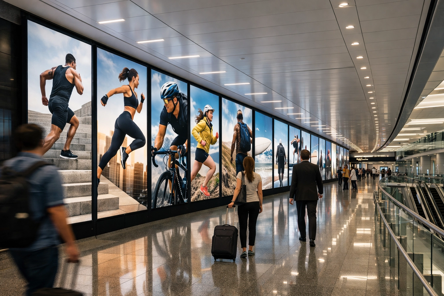 A series of digital out-of-home screens in a transit hub reaching fans on their daily commute.