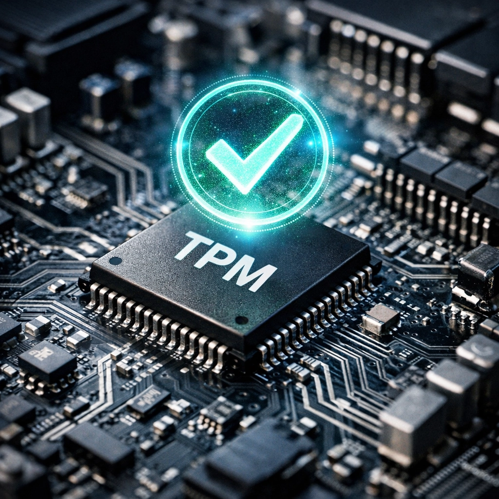 Computer motherboard TPM chip with security verification for hardware-level protection