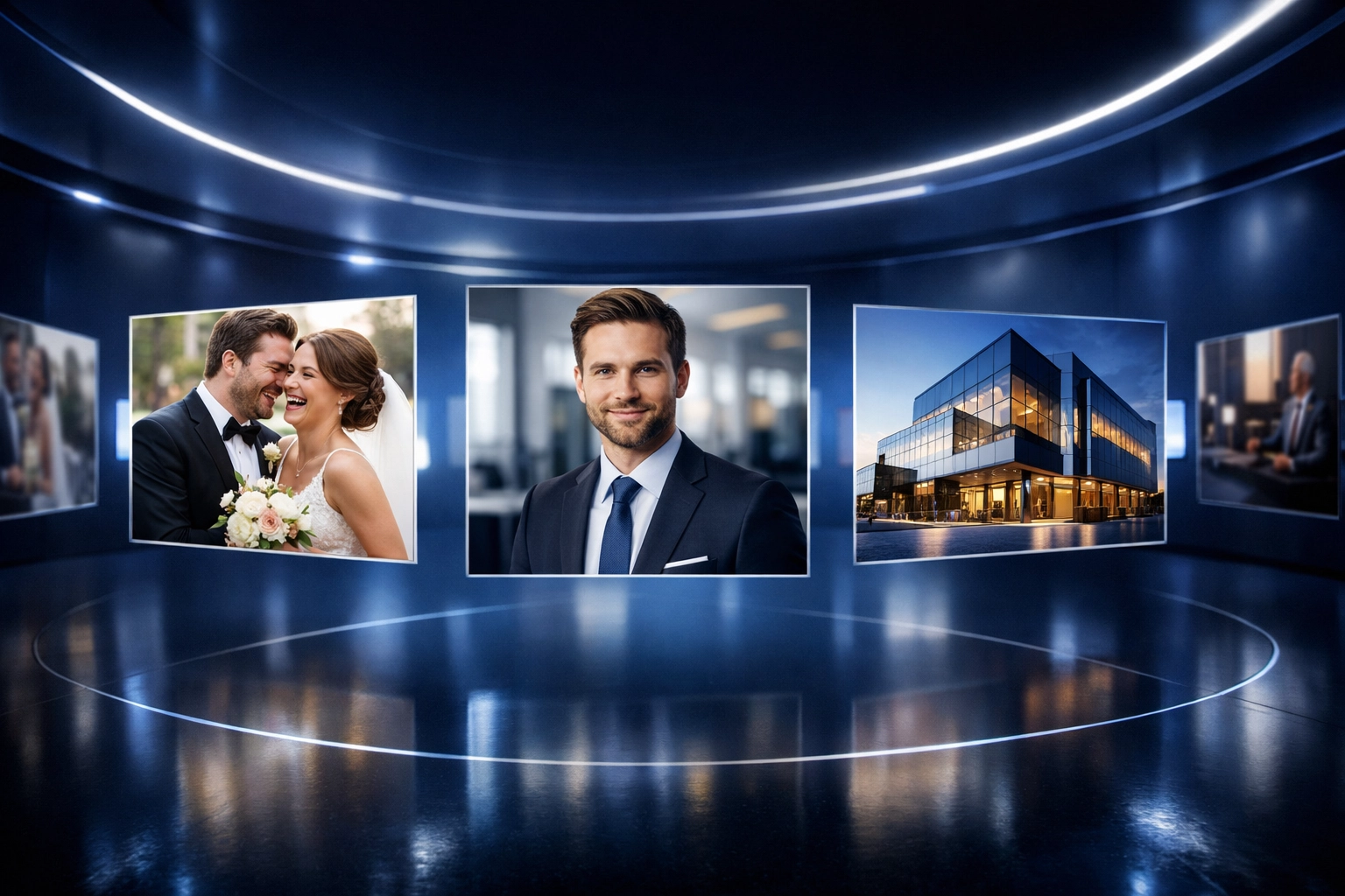 A digital gallery showcasing professional wedding and corporate photography services in Miami.