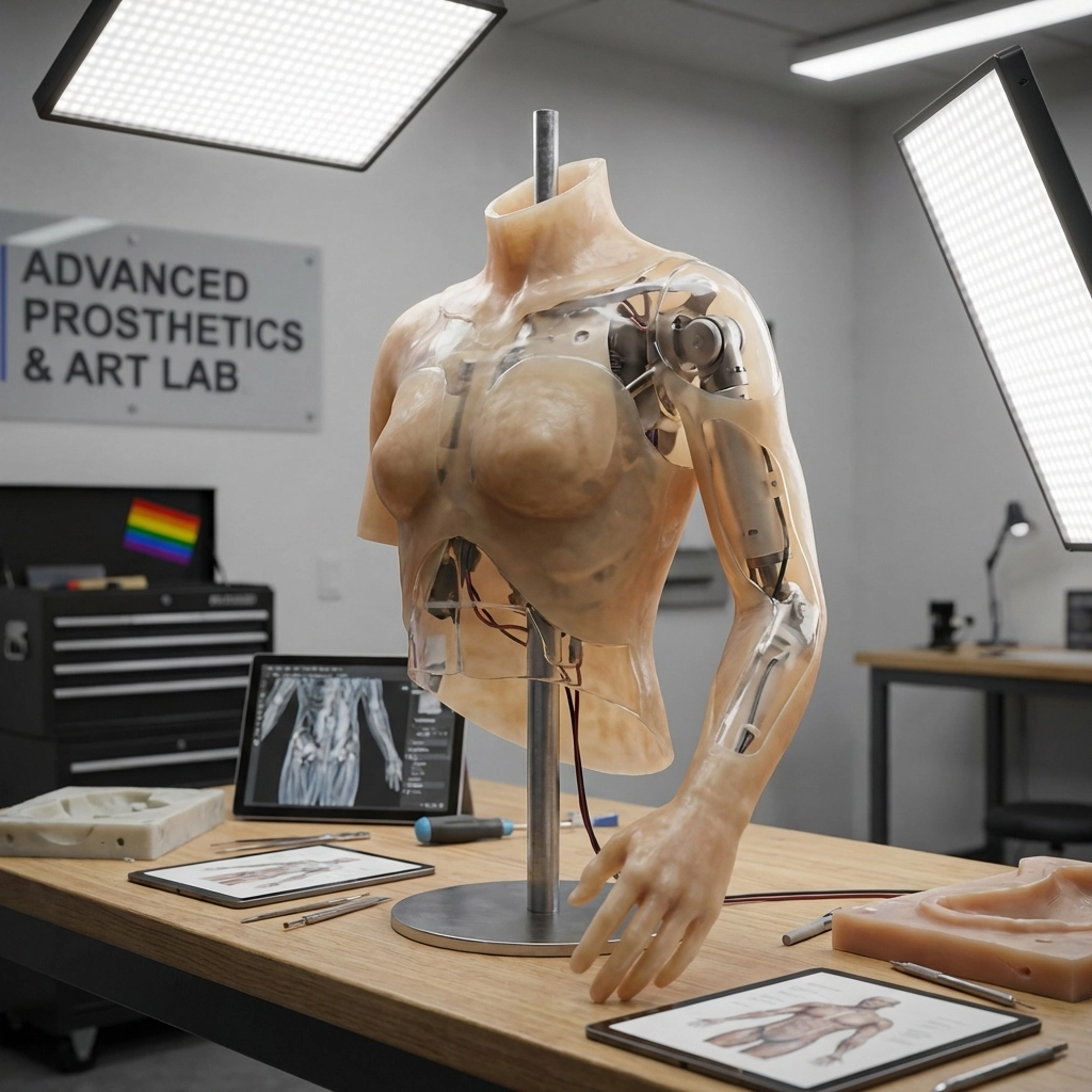 Lifelike silicone companion showing articulated skeleton and craftsmanship details