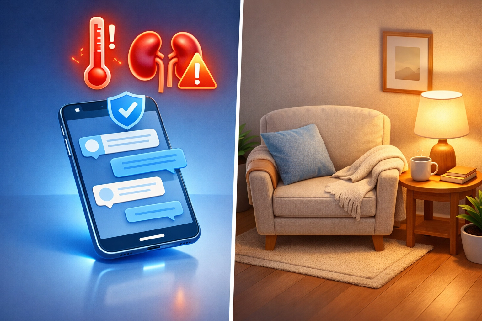 UTI warning signs and kidney infection symptoms requiring emergency care versus online treatment