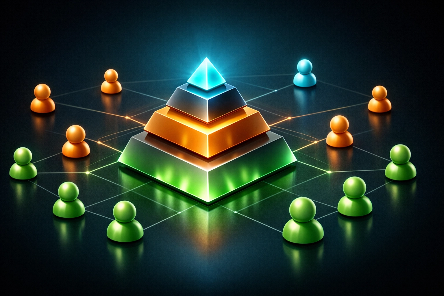 WordPress user role hierarchy pyramid illustrating admin access levels and permission tiers