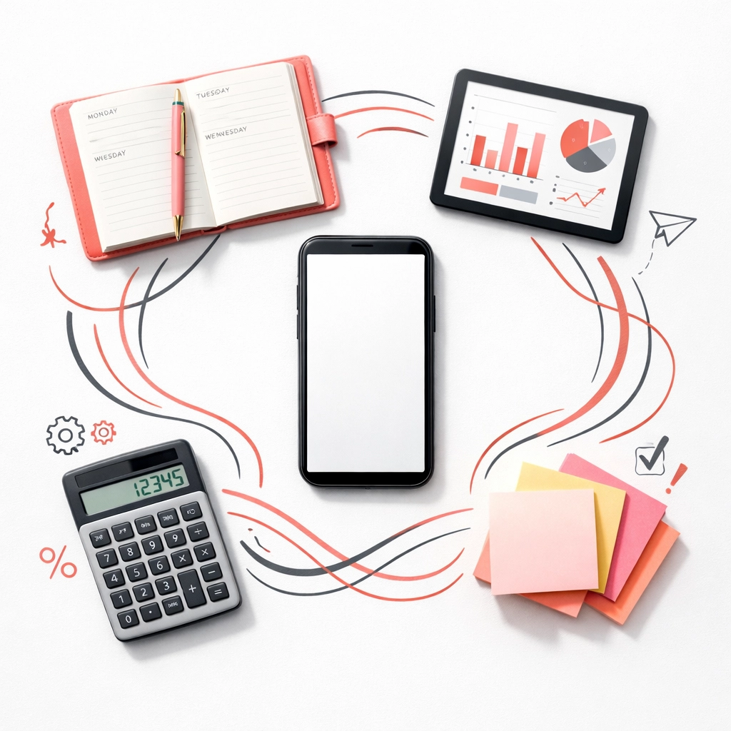 Connected business tools showing automated workflow between social media and back office