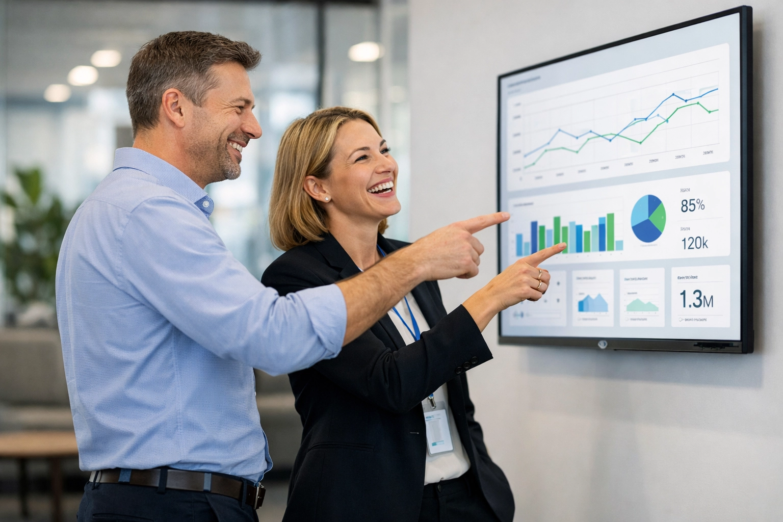 IT managers discussing successful ServiceNow ITOM service mapping and operational excellence in a modern office.