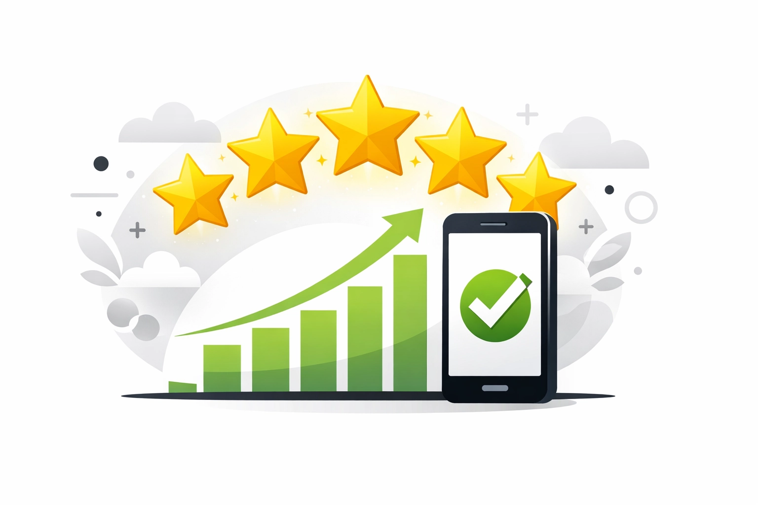 Ötcsillagos Google értékelések és sikeres vevőszerzés növekedési statisztikával.