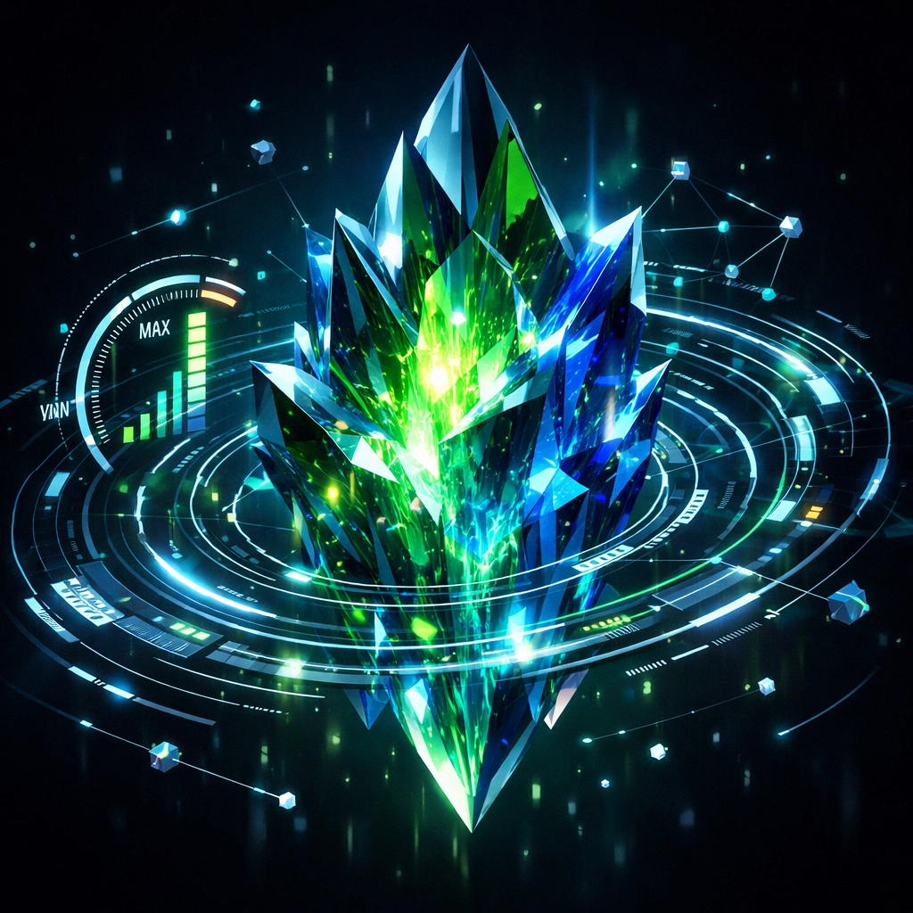 Glowing digital core representing a candidate readiness score based on intelligent automation data.