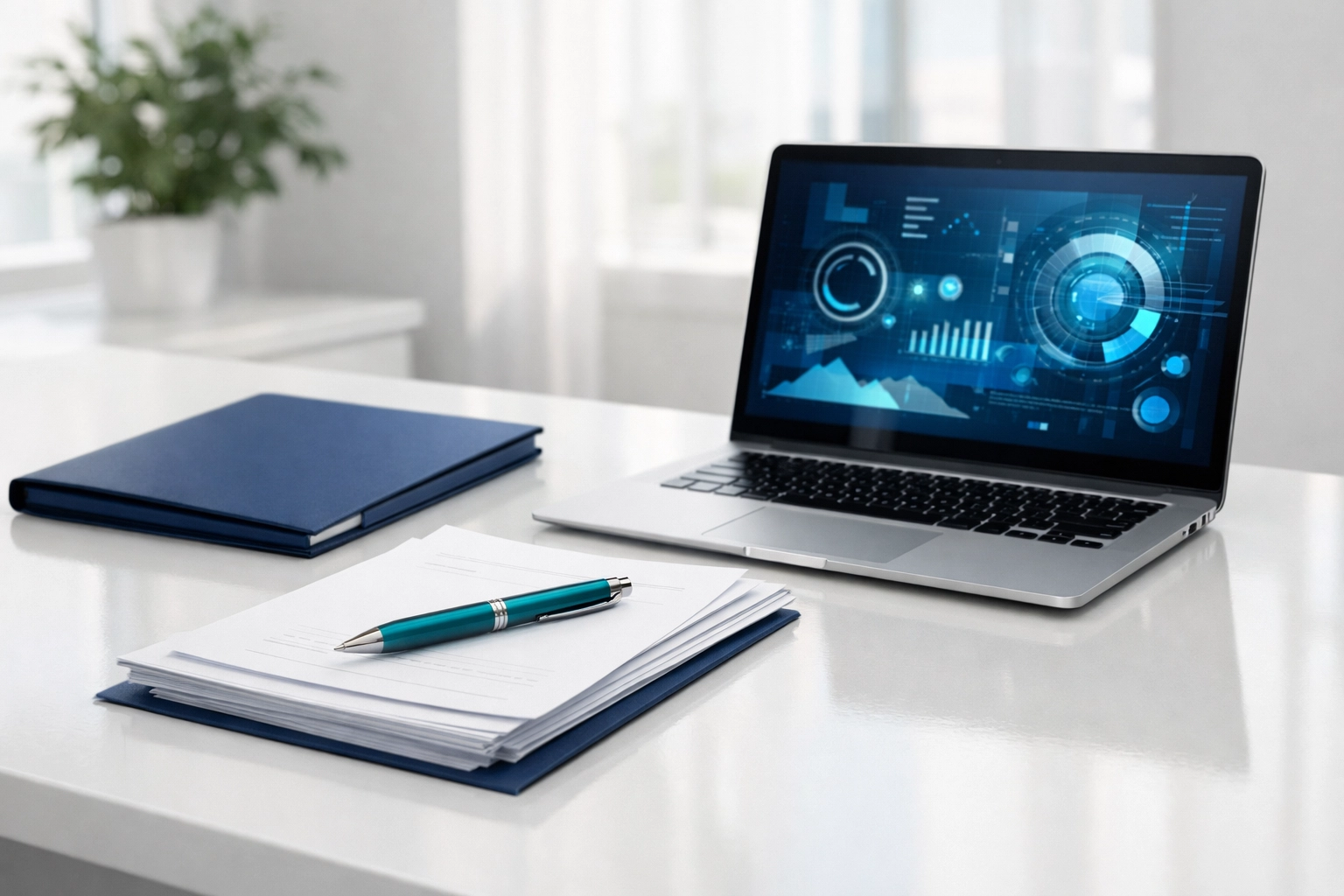 Professional office desk with organized gas bills ready for a business gas price comparison.