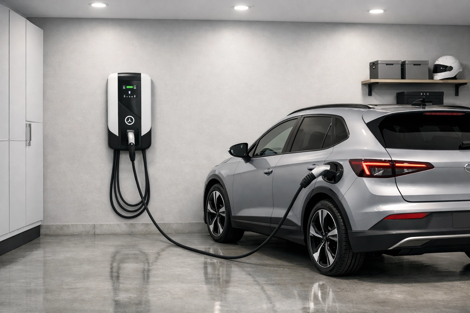 Professional EV charger installation in a modern Surprise garage with sleek electrical infrastructure.