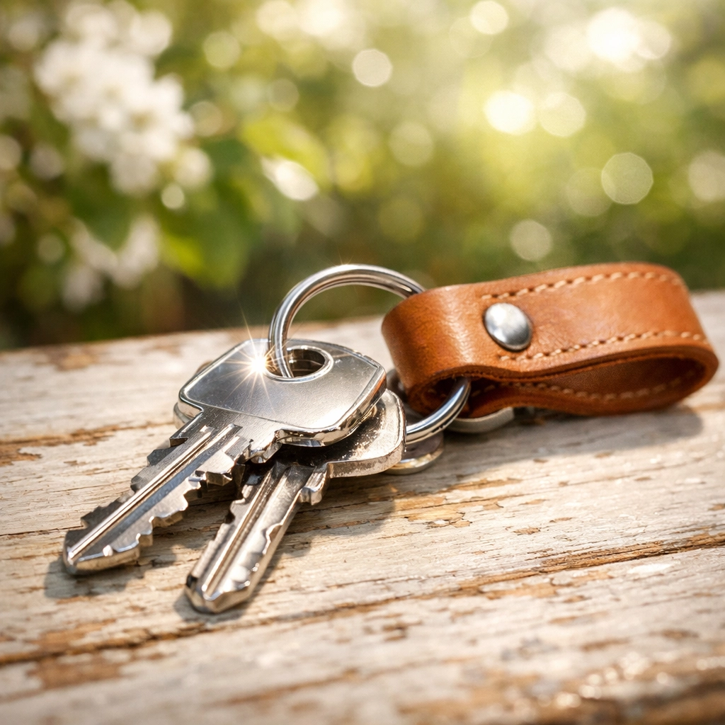 Silver house keys on a white surface symbolizing the successful return home for displaced NJ families.