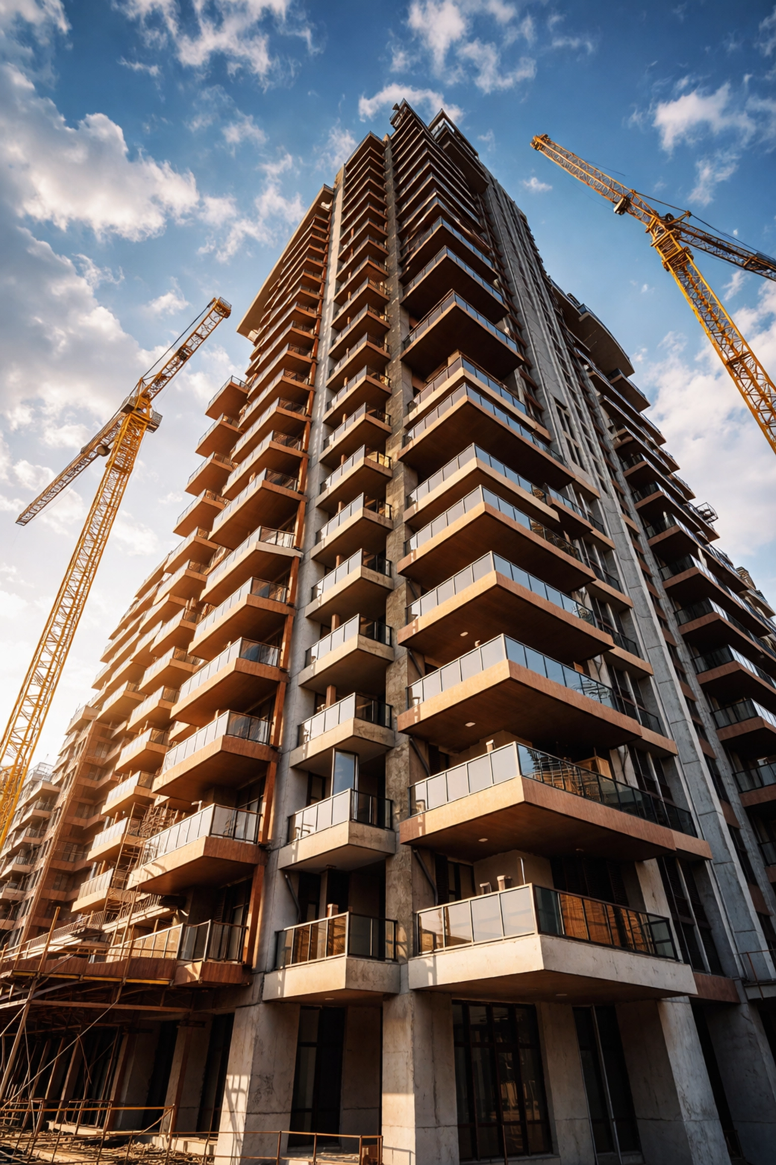 Luxury apartment construction site symbolizing real estate investment opportunities and portfolio growth