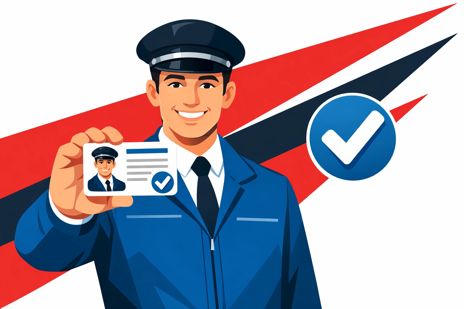 Driver holding an ADR card representing successful completion of specialized ADR courses and exams.