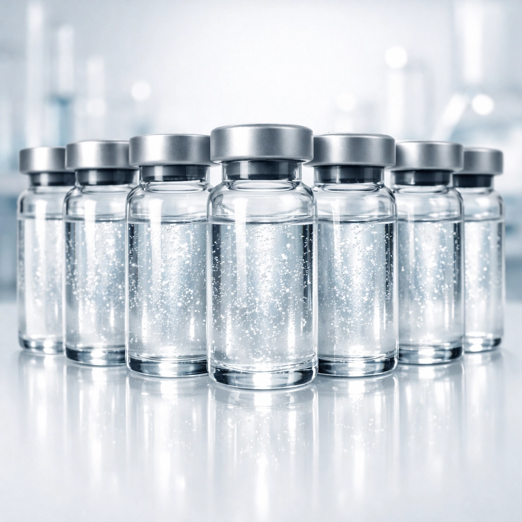 Clinical lab vials containing Svetinorm for metabolism support and liver research.