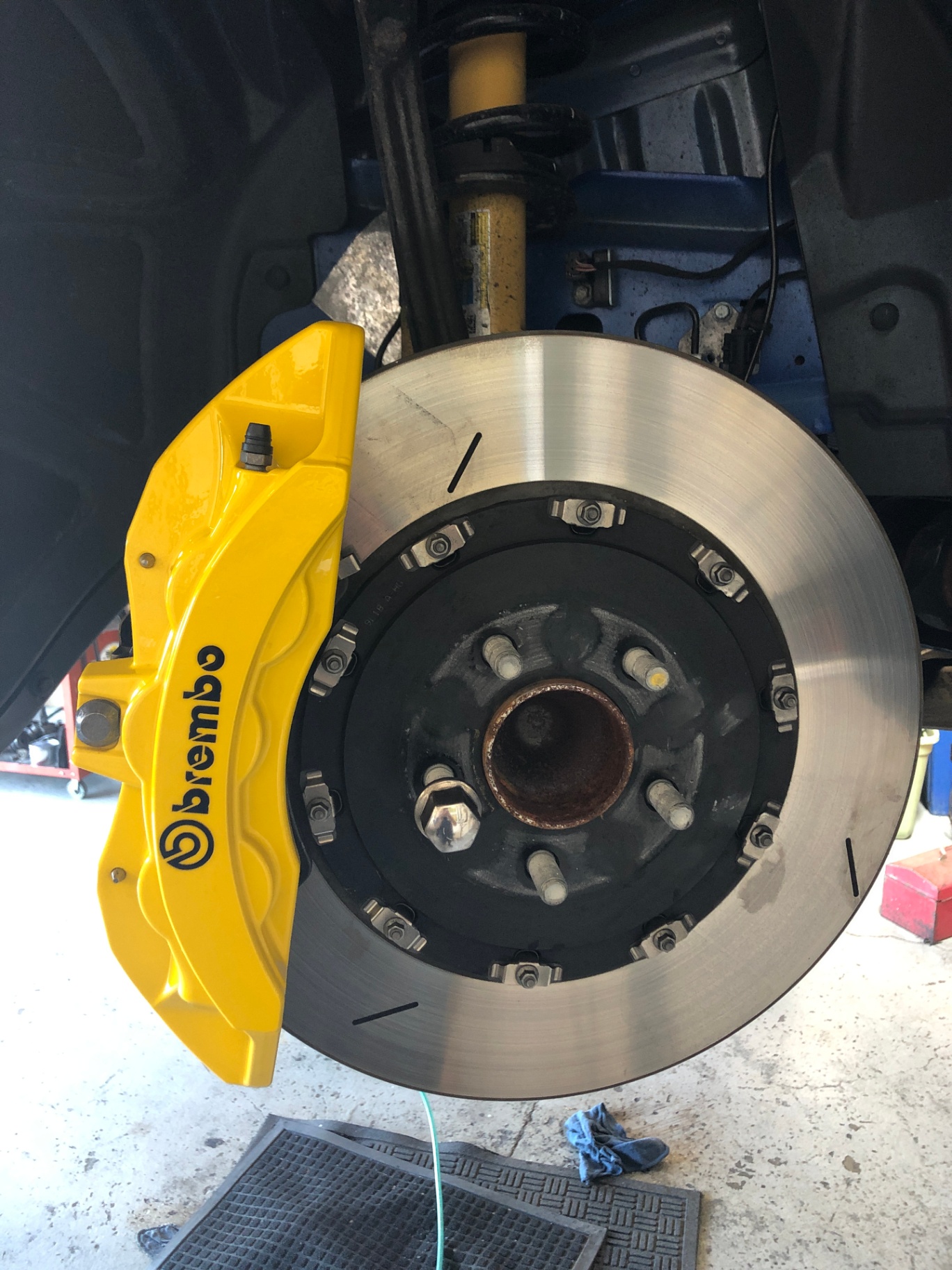 Glossy Yellow Brembo Brake Assembly