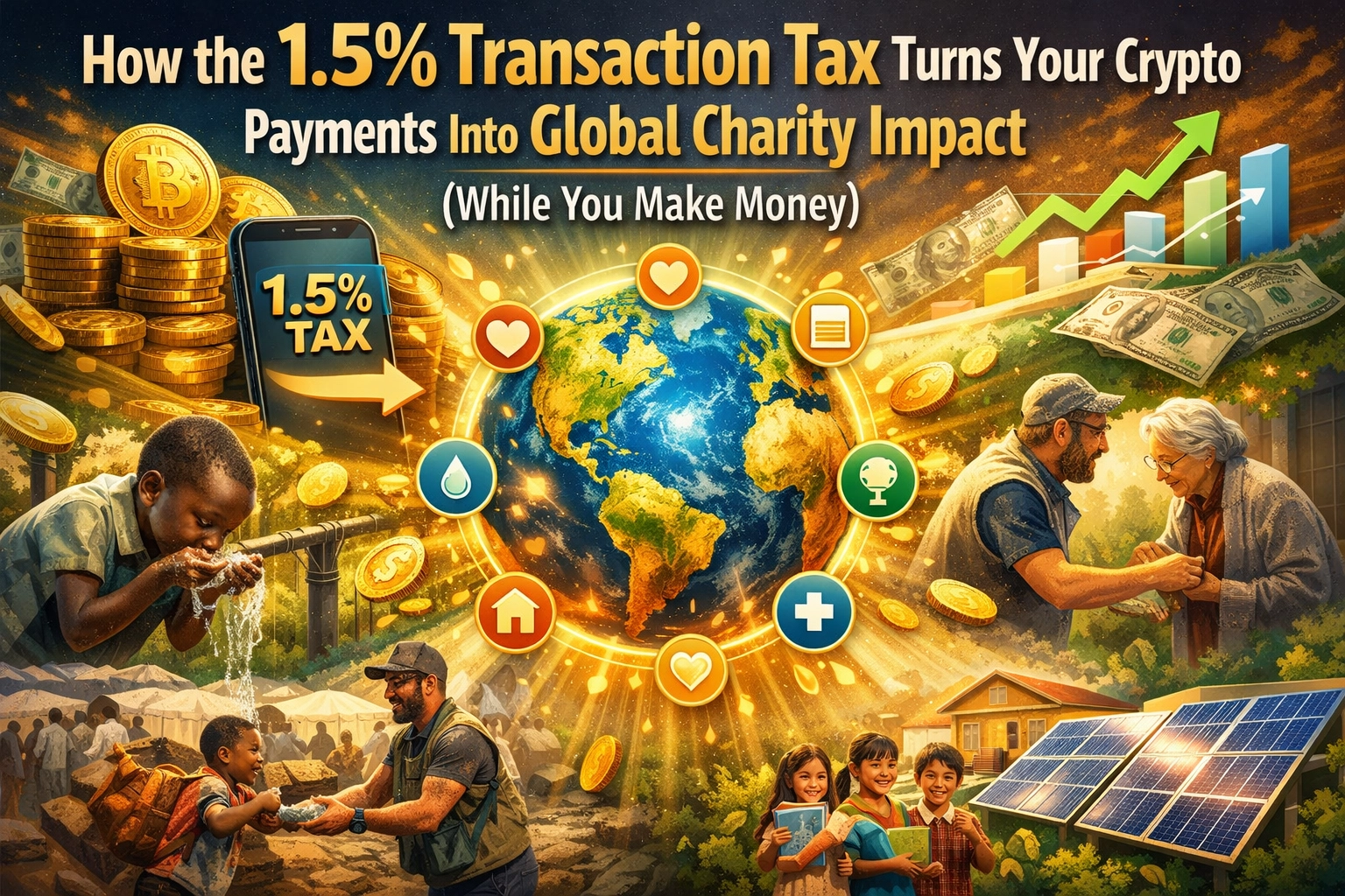How the 1.5% Transaction Tax Turns Your Crypto Payments Into Global Charity Impact (While You Make Money)