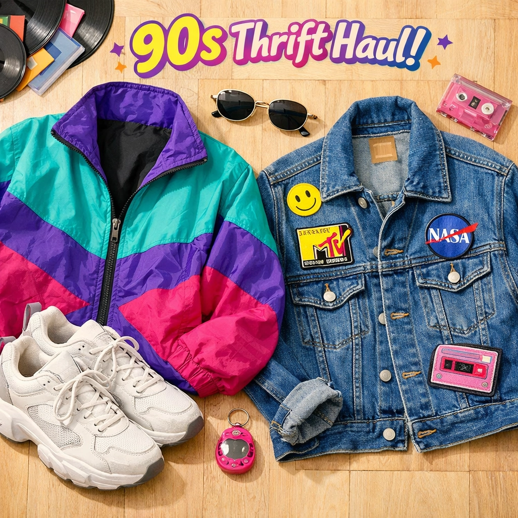Vintage 90s streetwear and retro sneakers, high-demand items for reselling on eBay for profit.