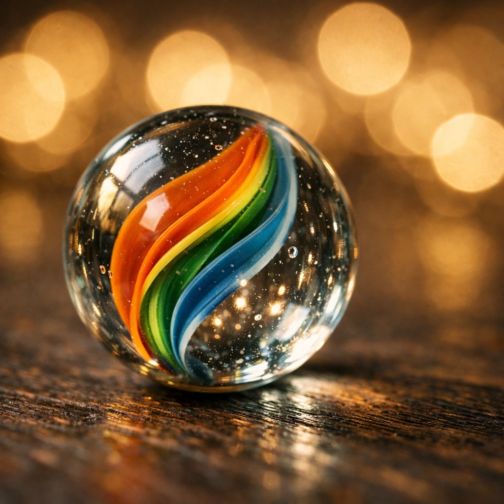 Macro photo of a marble showing shallow depth of field, a key concept for mastering manual mode aperture.
